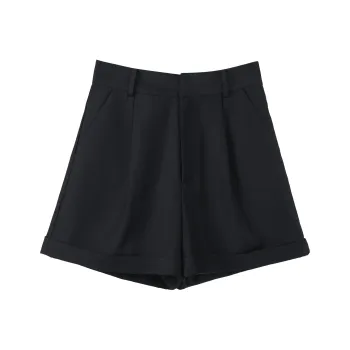 Fstudio Korean Small Man With A High Waist And A Thin A Line Suit And Casual Shorts Women's Navy Blue