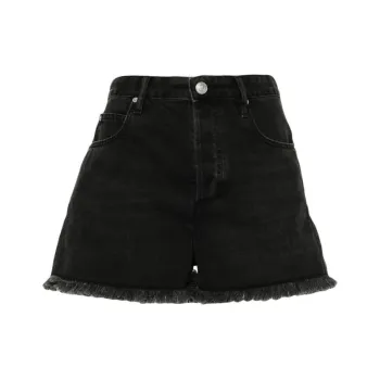 ISABEL MARANT Lesia Logo Patch Denim Shorts
