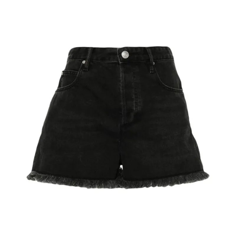 ISABEL MARANT Lesia Logo Patch Denim Shorts-0