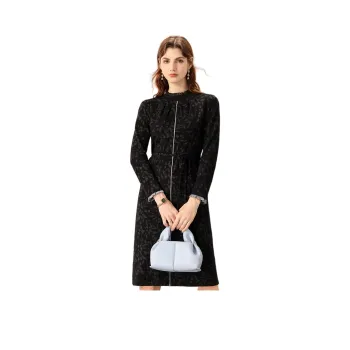 FENHONGMALI Long-Sleeved Dresses Women's Black