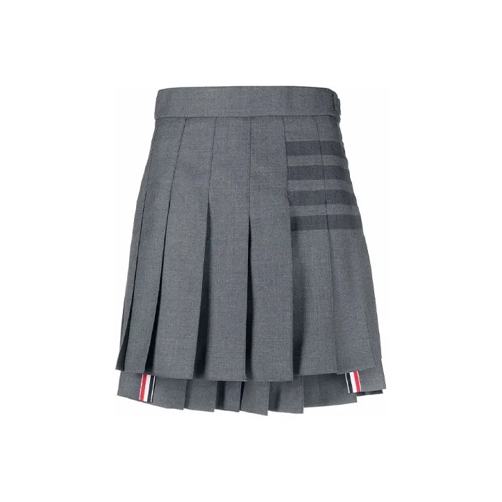 THOM BROWNE 4 Bar Striped Pleated Mini Skirt-0