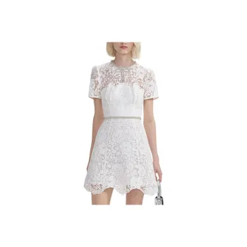 Self portrait Short Sleeved Dresses Women's Pure White
