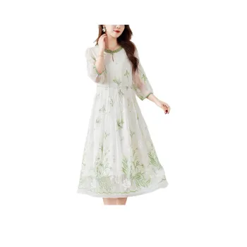 Ink Beauty SS24 Long Sleeved Dress Women's Green