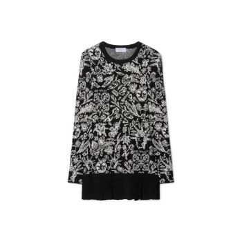 OFF-WHITE Intarsia-knit Pleated Dress