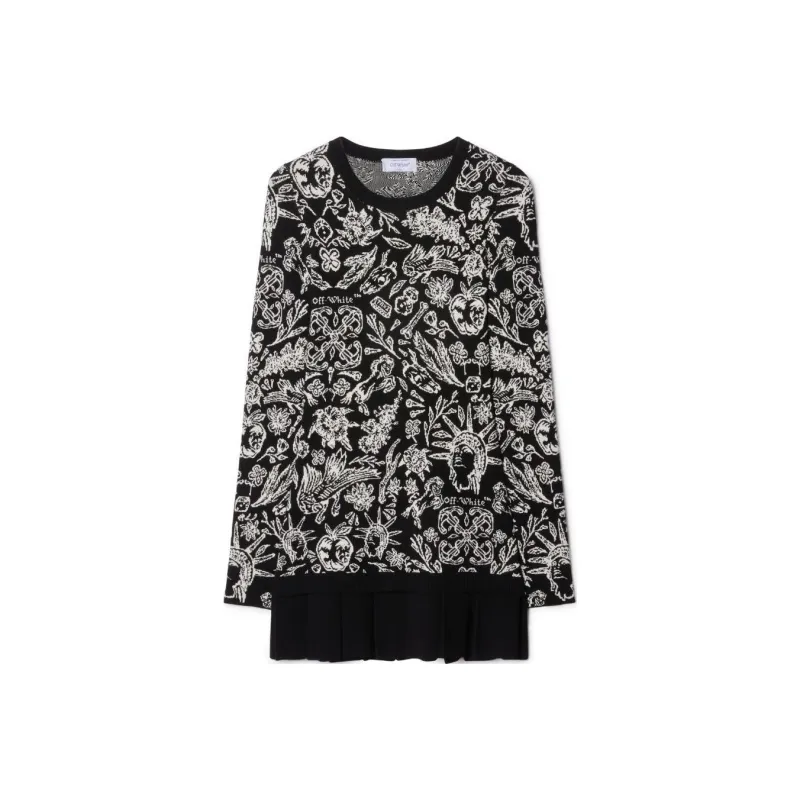 OFF WHITE Intarsia knit Pleated Dress-0
