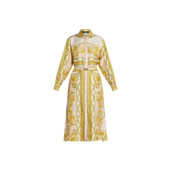 VERSACE Barocco Printed Long Sleeved Midi Dress
