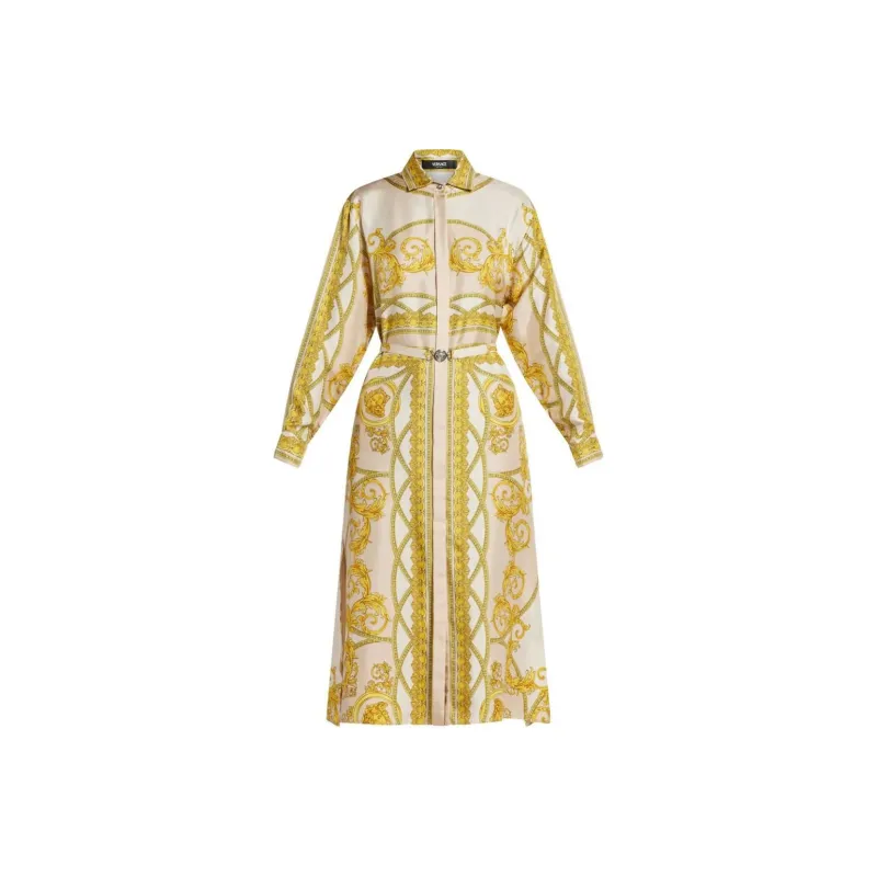 VERSACE Barocco Printed Long Sleeved Midi Dress-0