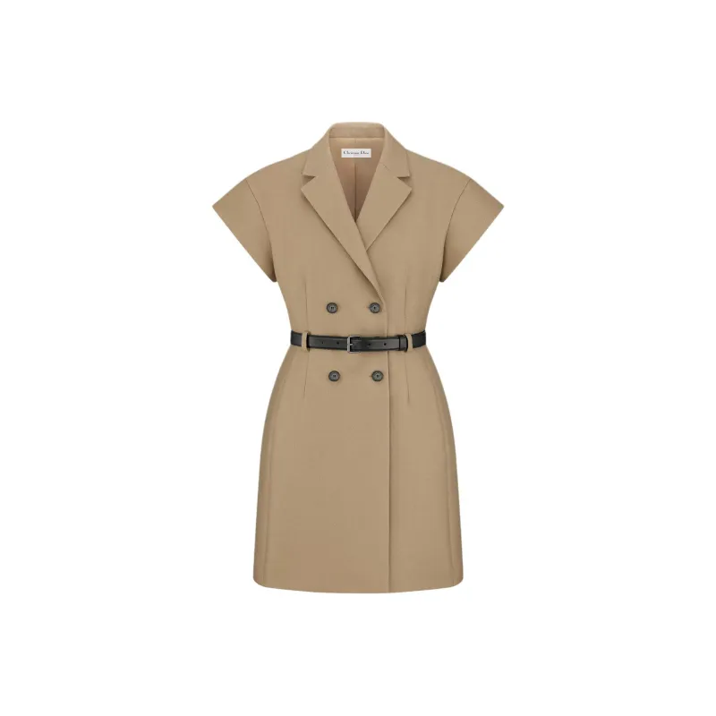 DIOR Short Sleeved Dress Women's Beige-0