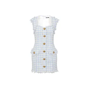 BALMAIN Gingham Tweed Minidress