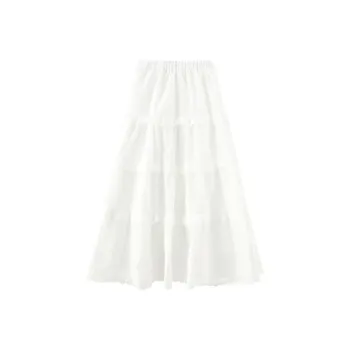 Mu Xiao Xin Knit Long Skirt Women's White