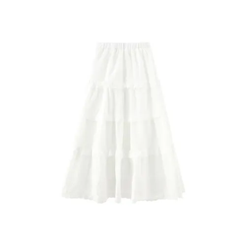 Mu Xiao Xin Knit Long Skirt Women's White