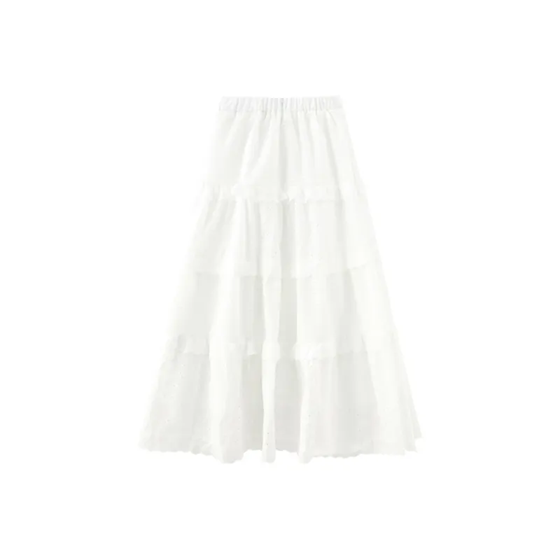 Mu Xiao Xin Knit Long Skirt Women's White-0