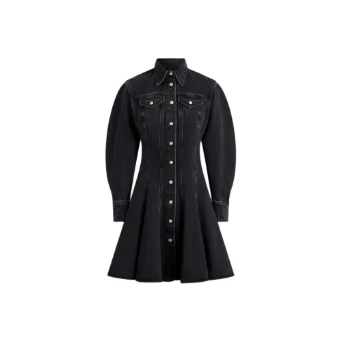 SCANLAN THEODORE Denim Mini Dress Long-Sleeved Dresses Women's Washed Black/Washed Black