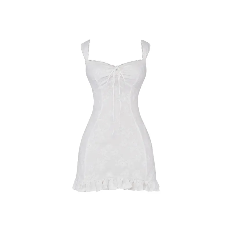 HOUSE OF CB Odessa Embroidered Dress Slip Dresses Women's White/White-0