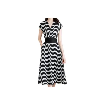 Mapping Short-Sleeved Dresses Women's Black White