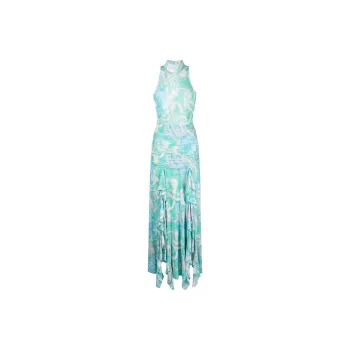 Rotate Graphic-print Draped Long Dress