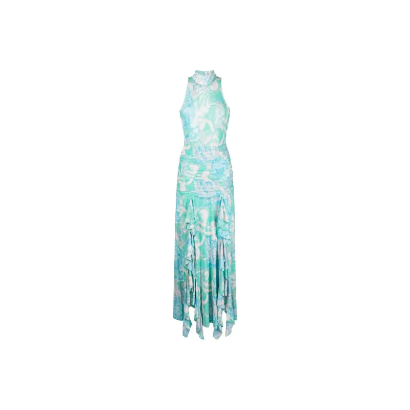 Rotate Graphic-print Draped Long Dress-0