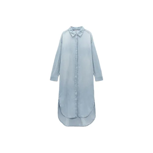 ZARA Long-Sleeved Dresses Women's Blue