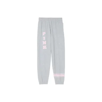 Victoria's Secret PINK Ivy Fleece Campus Sweatpants/Medium Heather Grey Knitted Sports Pants Women's Medium Gray