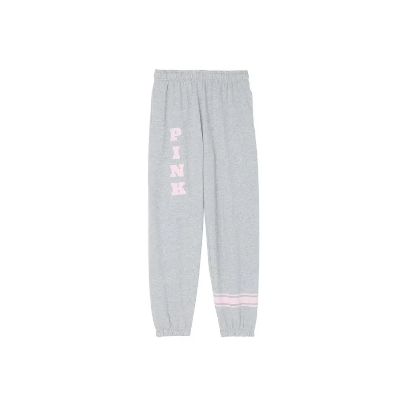 Victoria's Secret PINK Ivy Fleece Campus Sweatpants/Medium Heather Grey Knitted Sports Pants Women's Medium Gray-0