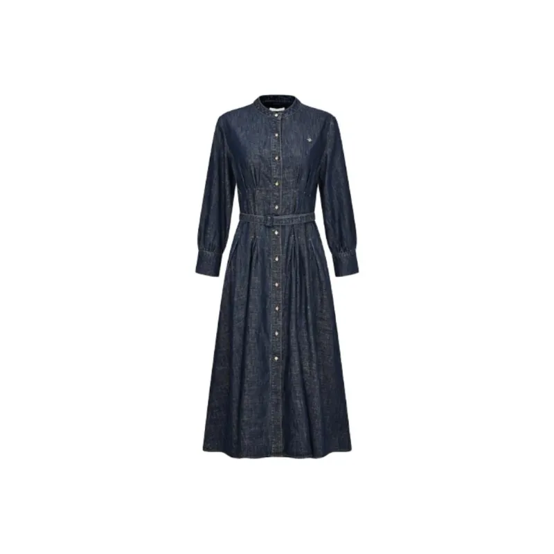 RARE Long Sleeved Dress Women's Blue-0