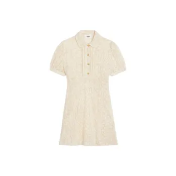CELINE Embroidered Babydoll Mini Dress In Tulle