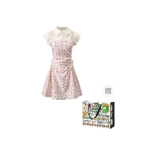 ZVJH Short Sleeved Dress Women's Pink