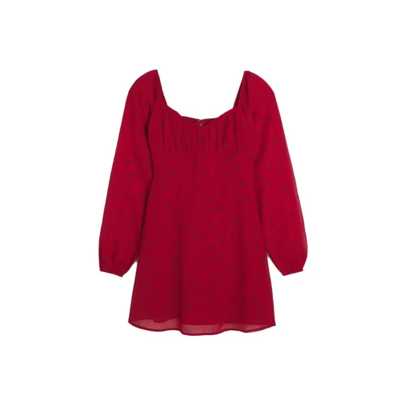Hollister Long-Sleeved Dresses Women's Red Floral-0