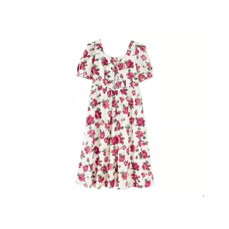 XIANGYING Short Sleeved Dresses Women's Red-0