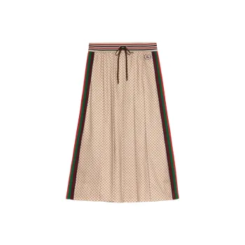 GUCCI Web Stripe Gg Logo Print Skirt