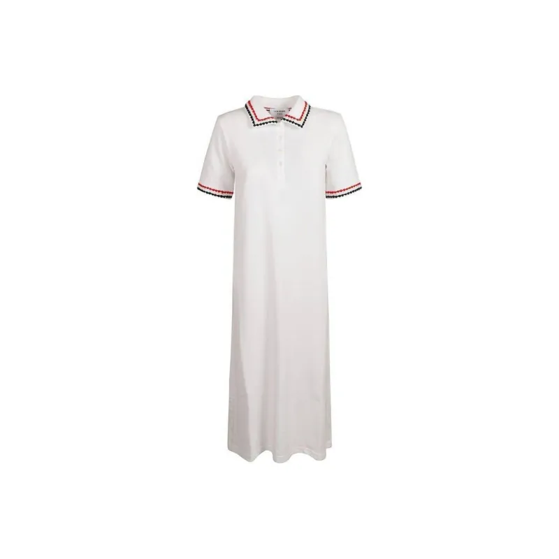 THOM BROWNE Rwb Striped Short Sleeved Polo Dress-0
