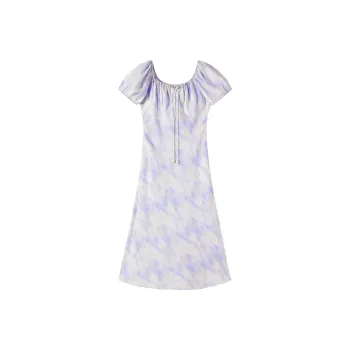 XIANGYING Short Sleeved Dress Women's Light Purple