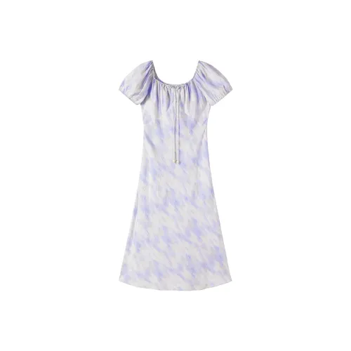 XIANGYING Short Sleeved Dress Women's Light Purple