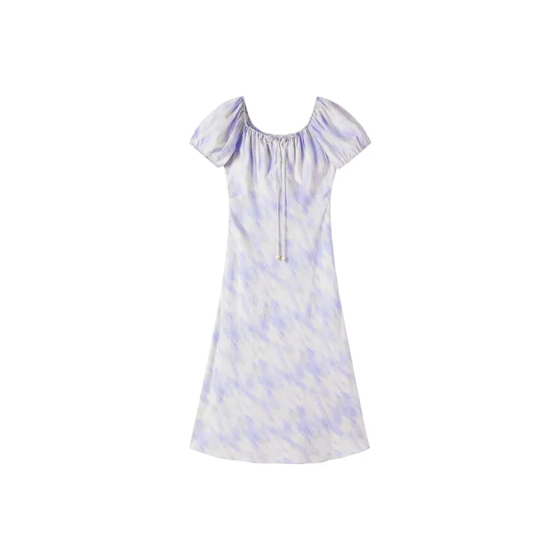 XIANGYING Short Sleeved Dress Women's Light Purple-0