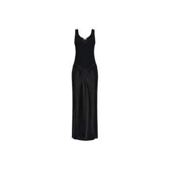 OFF WHITE Lace panel Satin Maxi Dress
