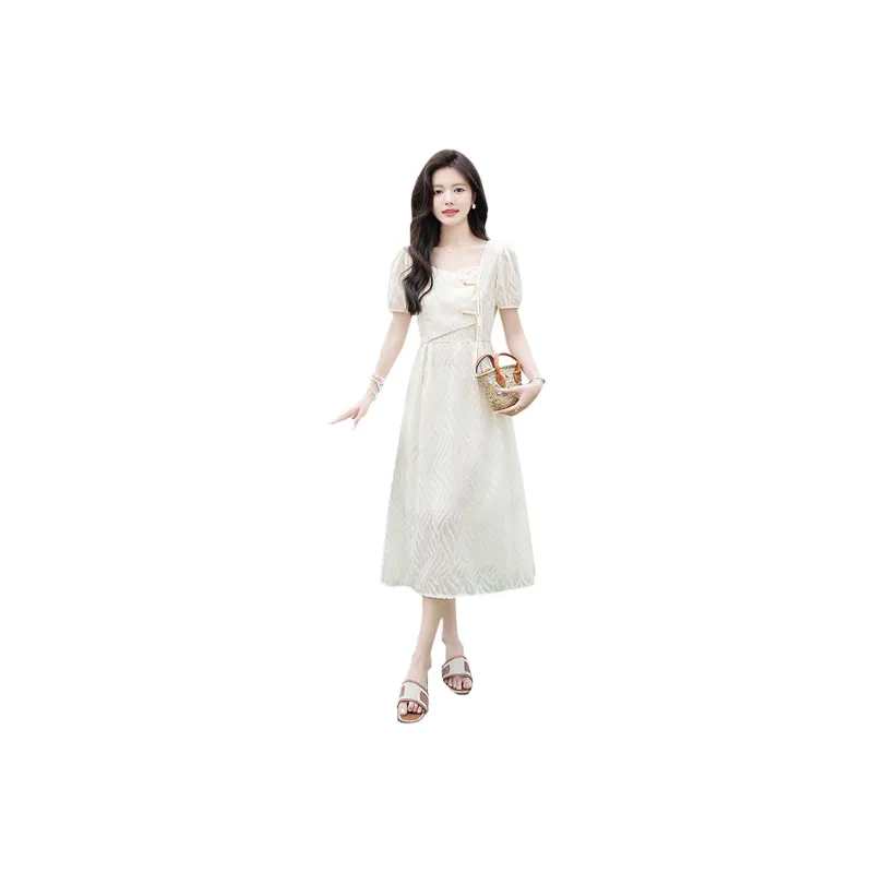 Cypress House Short Sleeved Dress Women's Beige-0