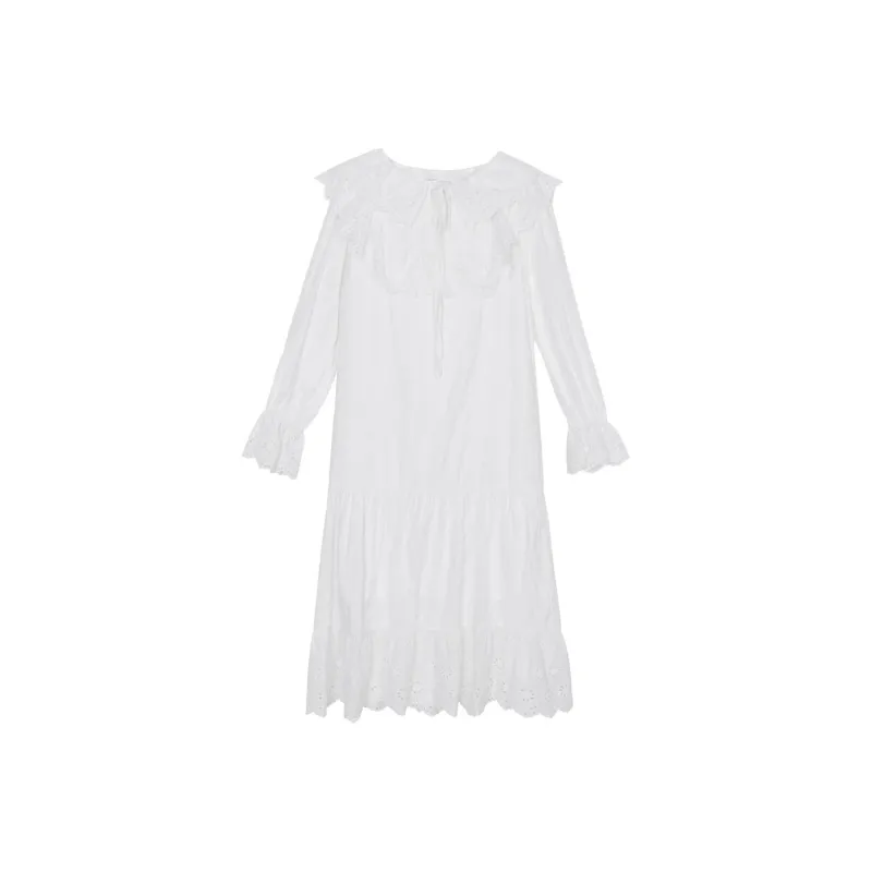 XINBANGBANG Long Sleeved Dresses Women's White-0