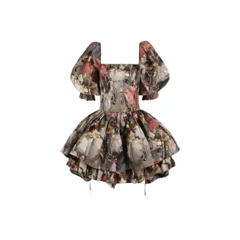 Selkie Collection Short Sleeved Dresses Women's Degas Dance Class Oil Painting Print
