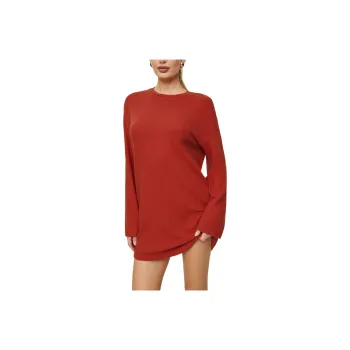REFORMATION Jamie Knit Dress Long-Sleeved Dresses Women's Tomato Color