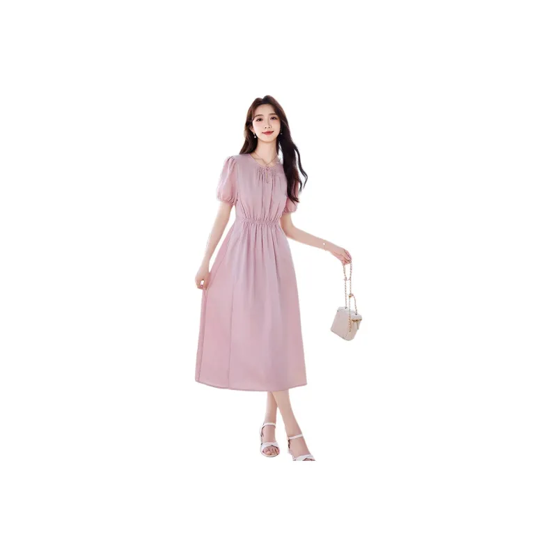 Like The Age Of Water Short Sleeved Dresses Women's Pink-0