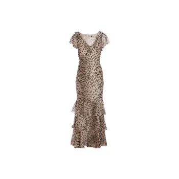 Rixo Amelle Leopard Pattern Maxi Dress