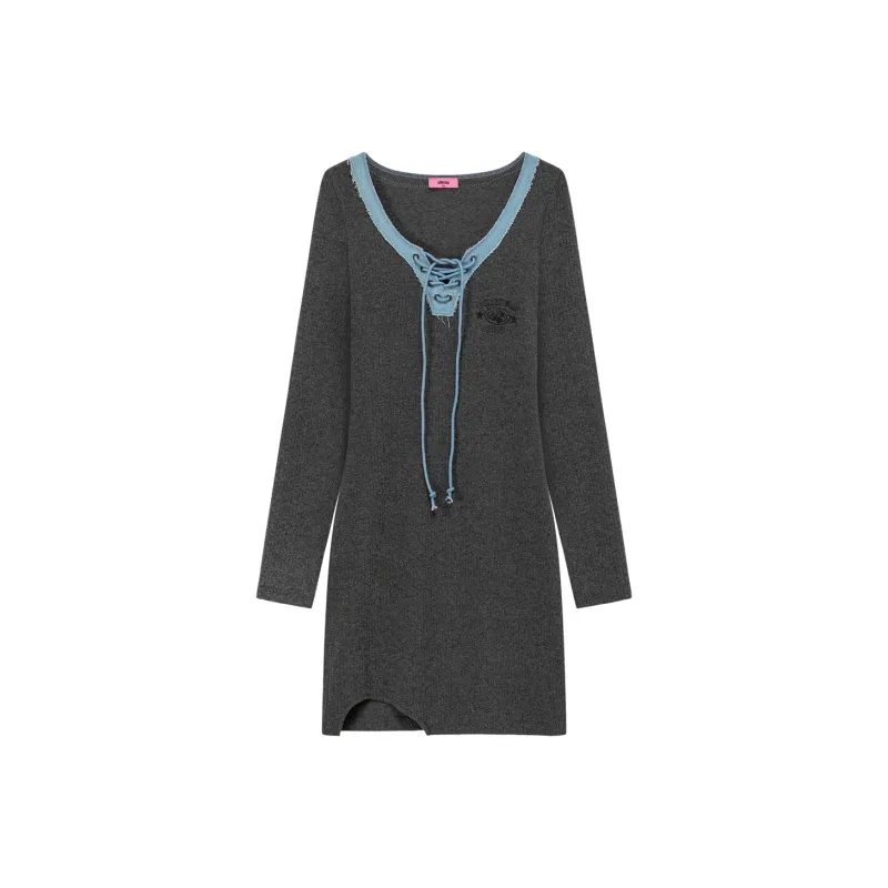 CHUU Long Sleeved Dresses Women's Dark Heather Gray-0