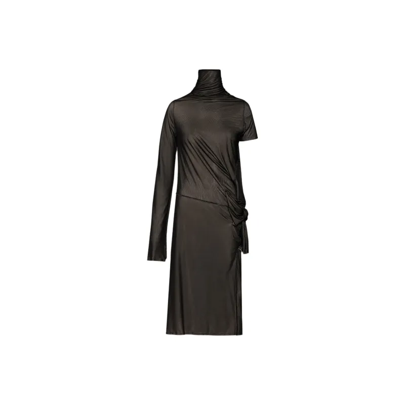 Maison Margiela One Shoulder Semi Sheer Midi Dress-0
