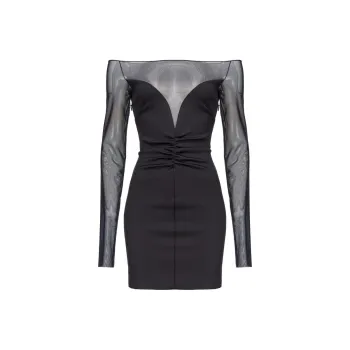 PINKO Tulle Plunging Meck Mini Dress