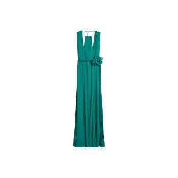 MaxMara Davina Collection Pleated Chiffon Dress Sleeveless Dress Women's Green