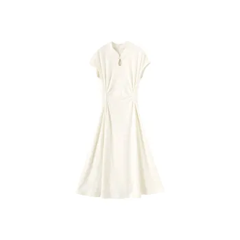 Miss Chipmunk Short Sleeved Dresses Women's Jacquard White
