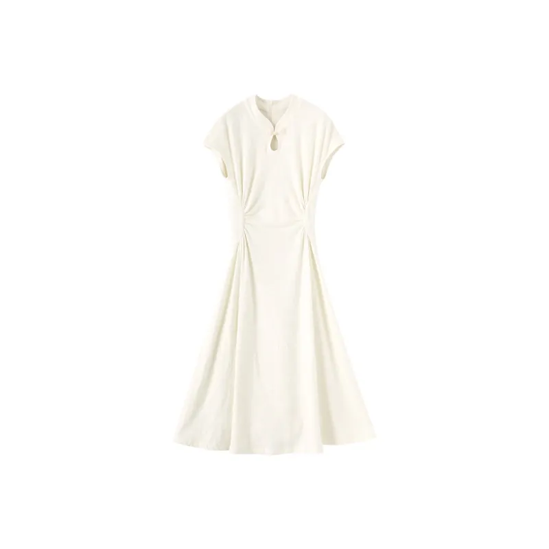 Miss Chipmunk Short Sleeved Dresses Women's Jacquard White-0