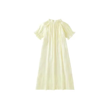 Crying Center Short Sleeved Dress Women's Light Yellow