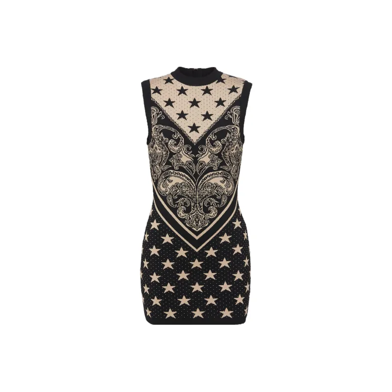BALMAIN Star motif Intarsia Knitted Minidress-0