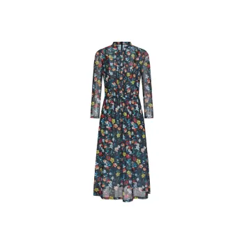 JZ. ANNAKRO Long Sleeved Dress Women's Floral Dark Blue